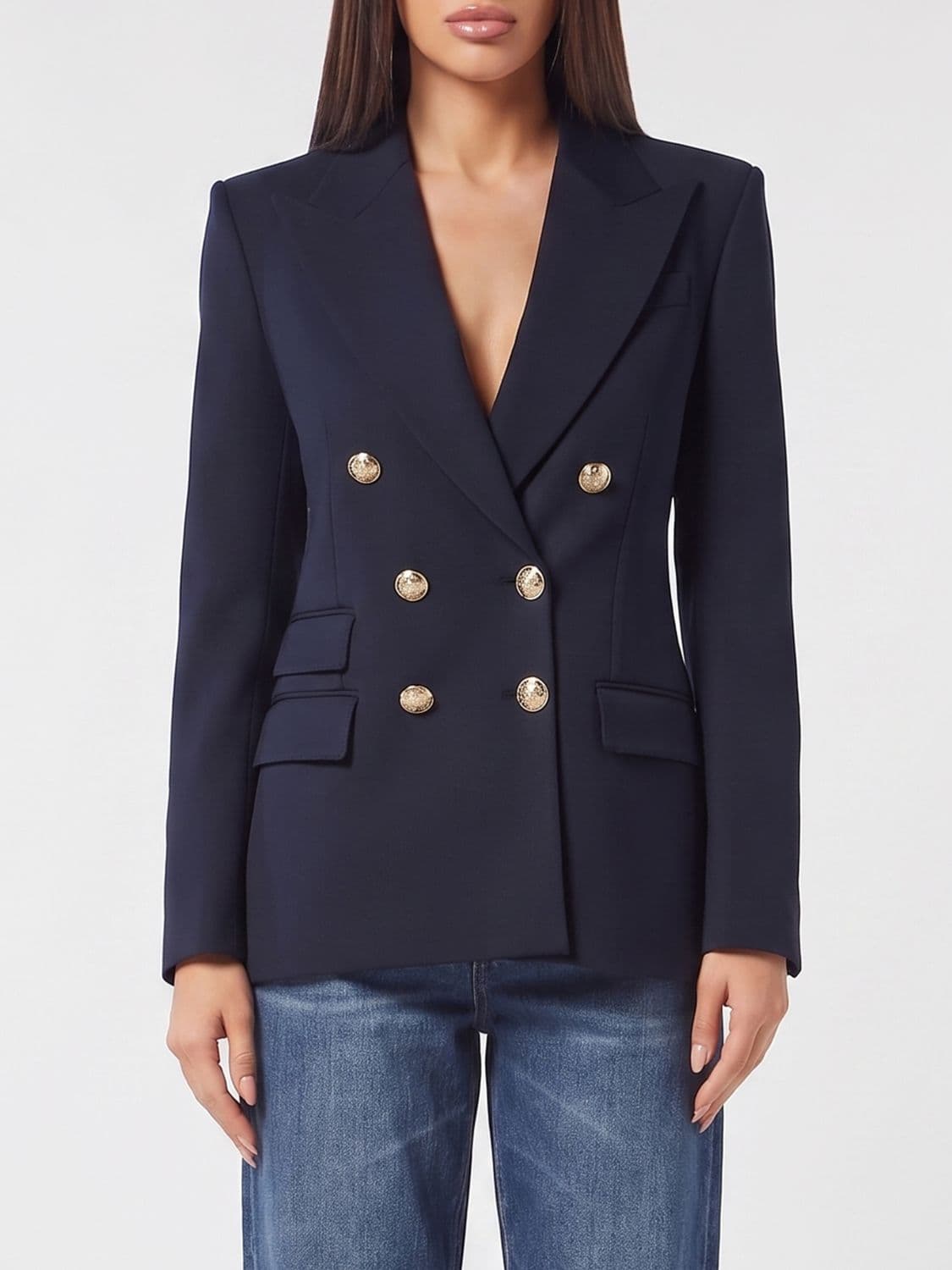 Philipp Plein Slim Fit Double-Breasted Wool-Blend Blazer with Rhinestone Teddy Bear Logo