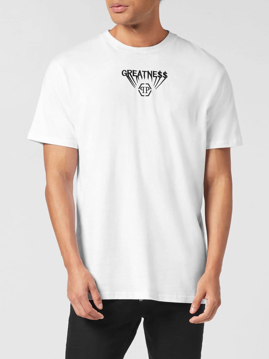 Philipp Plein Cotton Jersey T-Shirt with Contrasting Embroidered Front Logo
