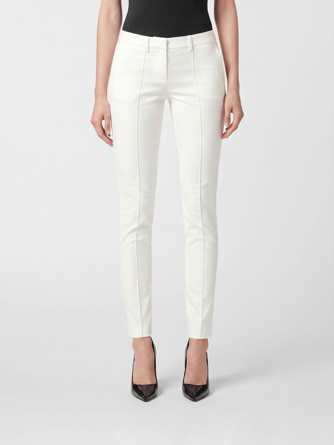 Philipp Plein Mid-Rise Skinny Stretch Cady Trousers with Hexagon Logo