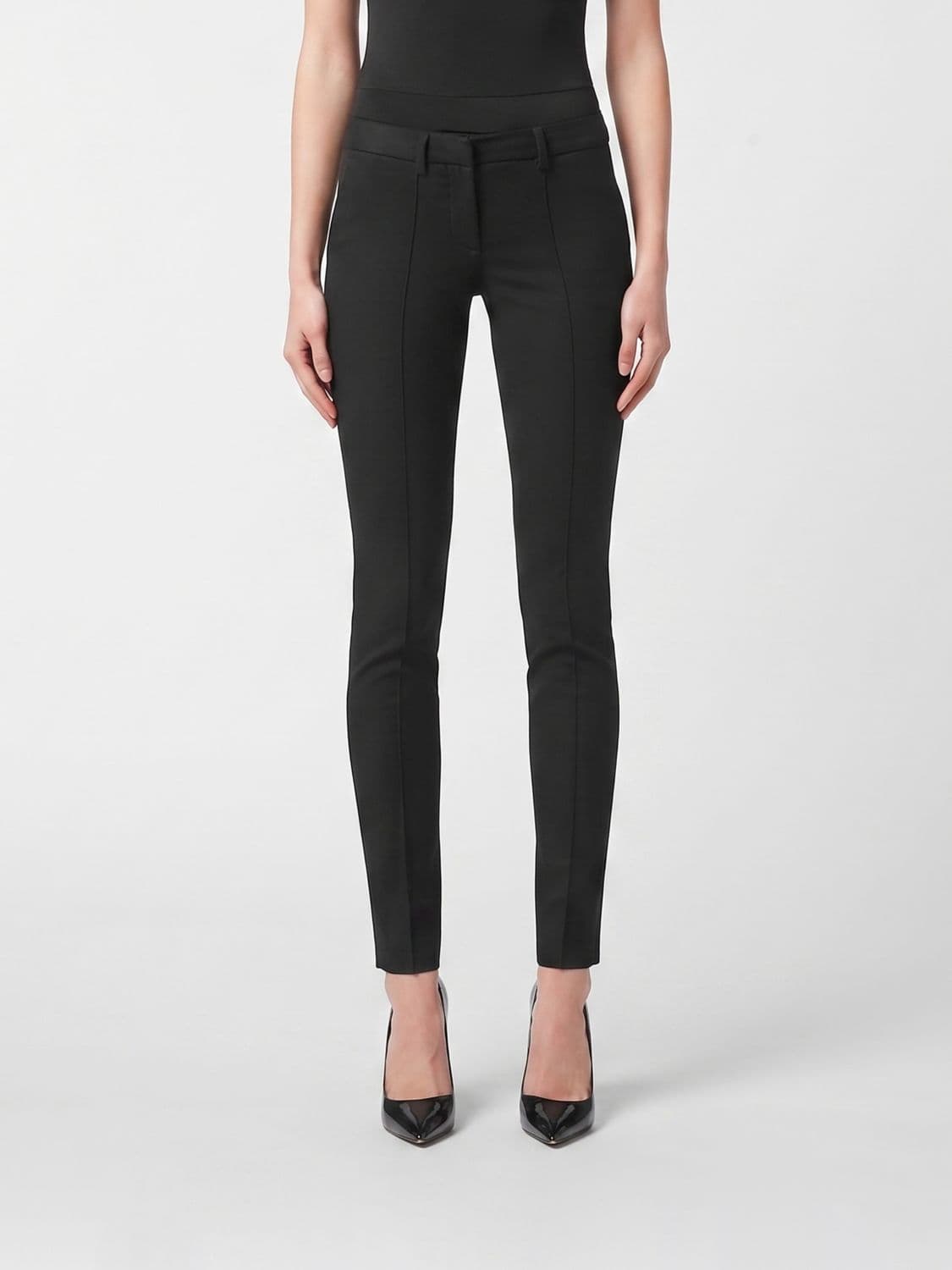 Philipp Plein Mid-Rise Skinny Stretch Cady Trousers with Hexagon Logo