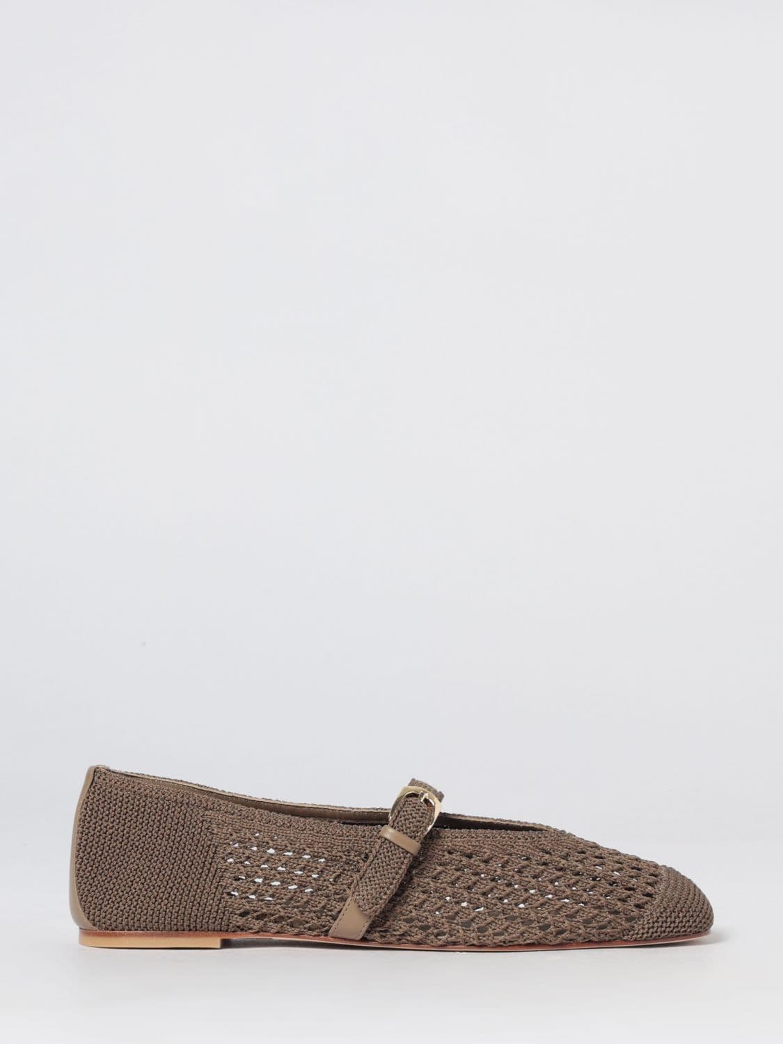 Stuart Weitzman Perforated Knit Mary Jane Flats with Strap