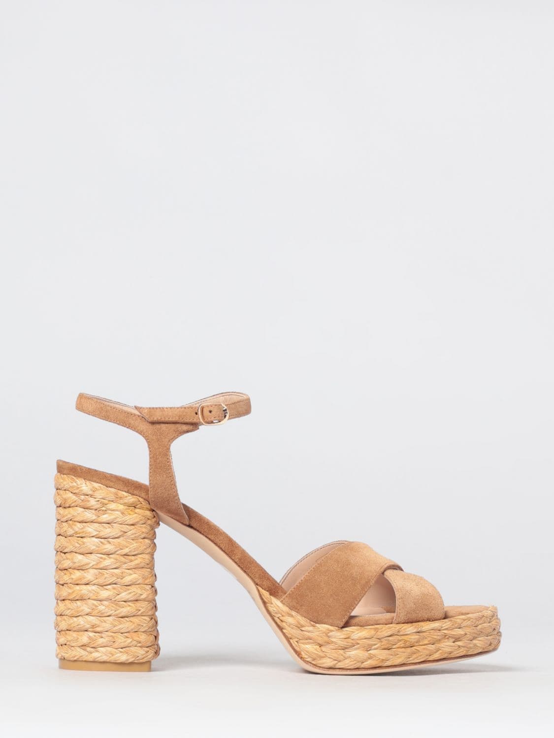 Stuart Weitzman Dayna Suede Platform Sandals with High Block Heel
