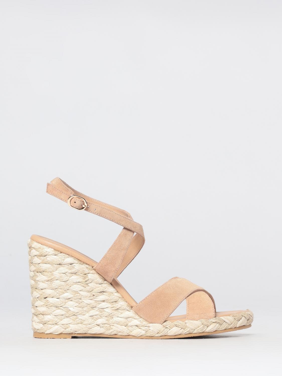 Stuart Weitzman Suede High Wedge Ankle-Strap Sandals