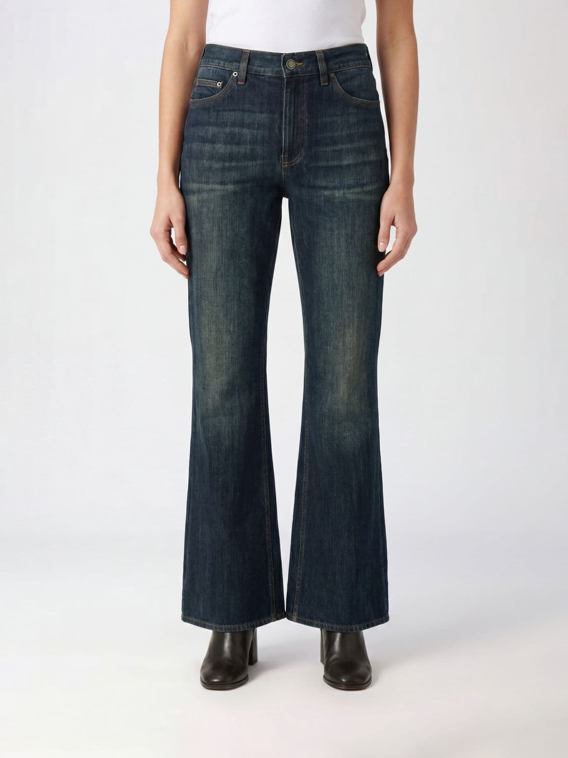 Burberry Mid-Rise Flared Jeans in Cotton Denim with Five-Pocket Design