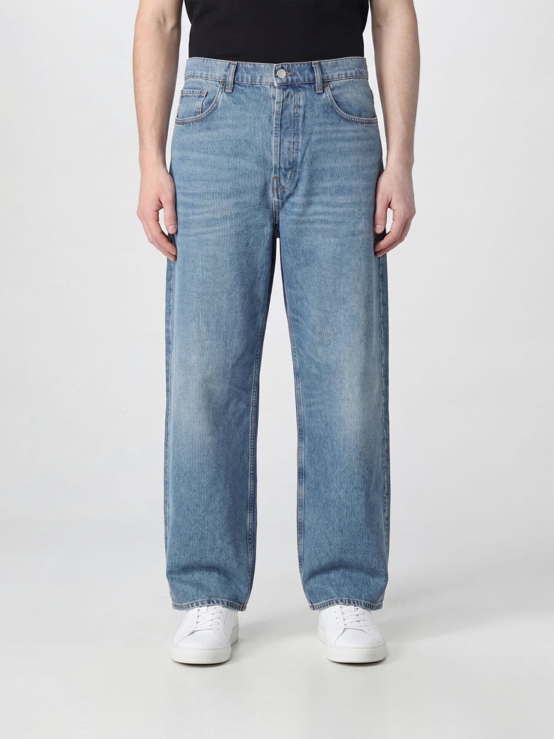 Amish Huge Straight Fit Distressed Effect Cotton Denim Jeans