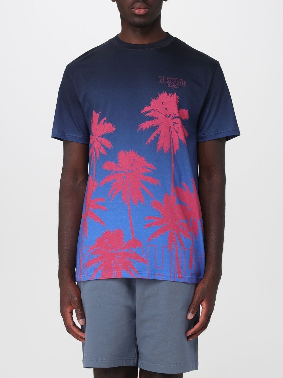Moschino Graphic Print Cotton T-shirt with Contrast Logo