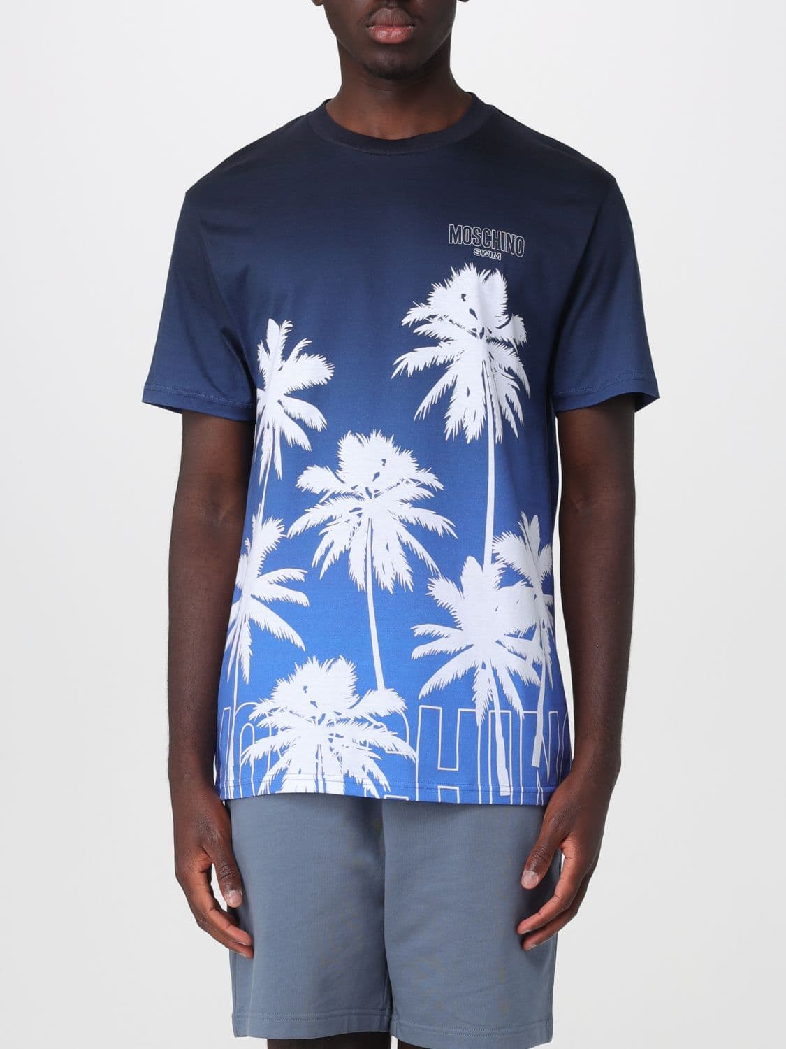 Moschino Graphic Print Cotton T-shirt with Contrast Logo