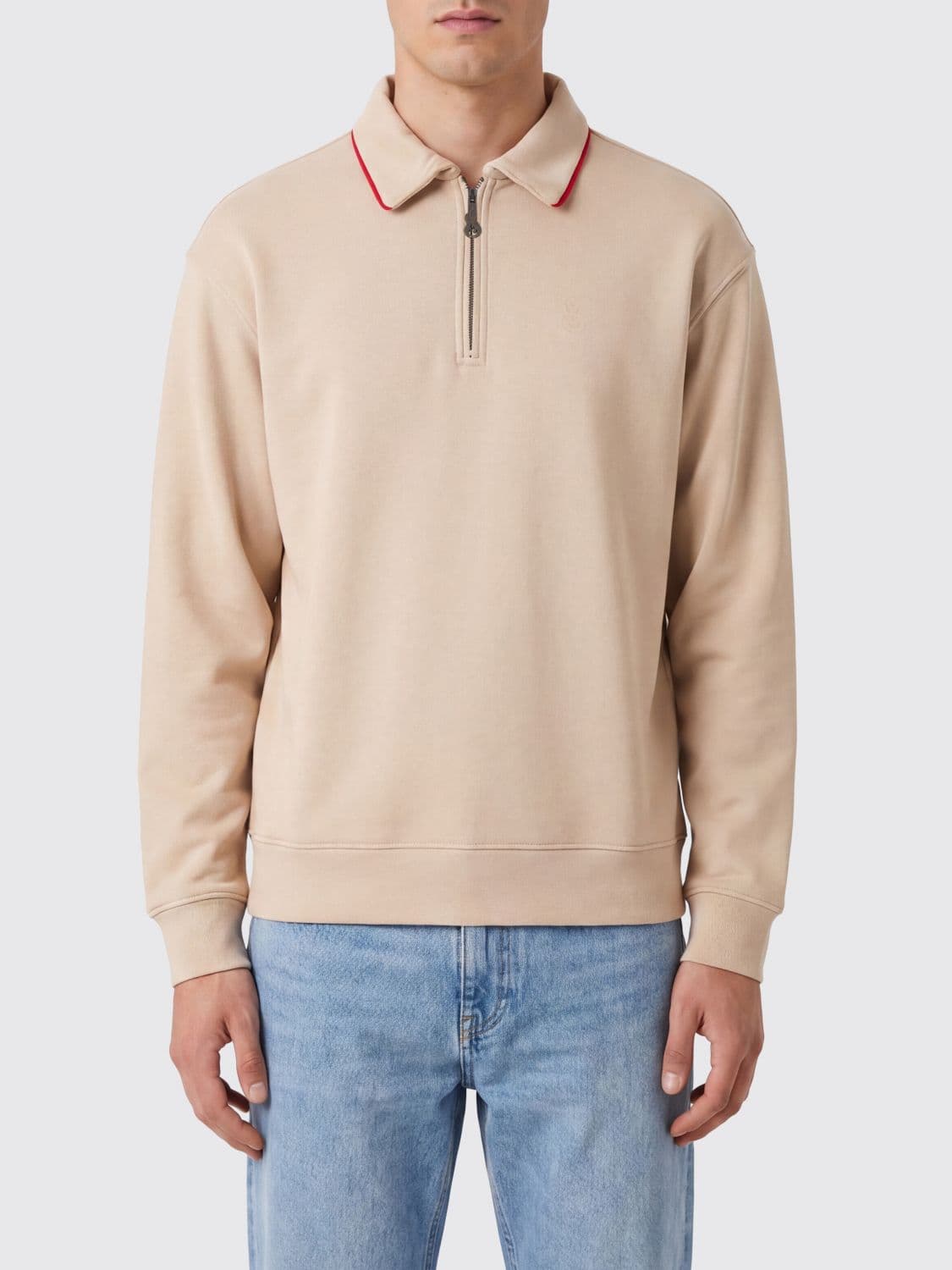 Vision Of Super Long-Sleeved Cotton Polo Shirt with Zip and Contrast Trim · S