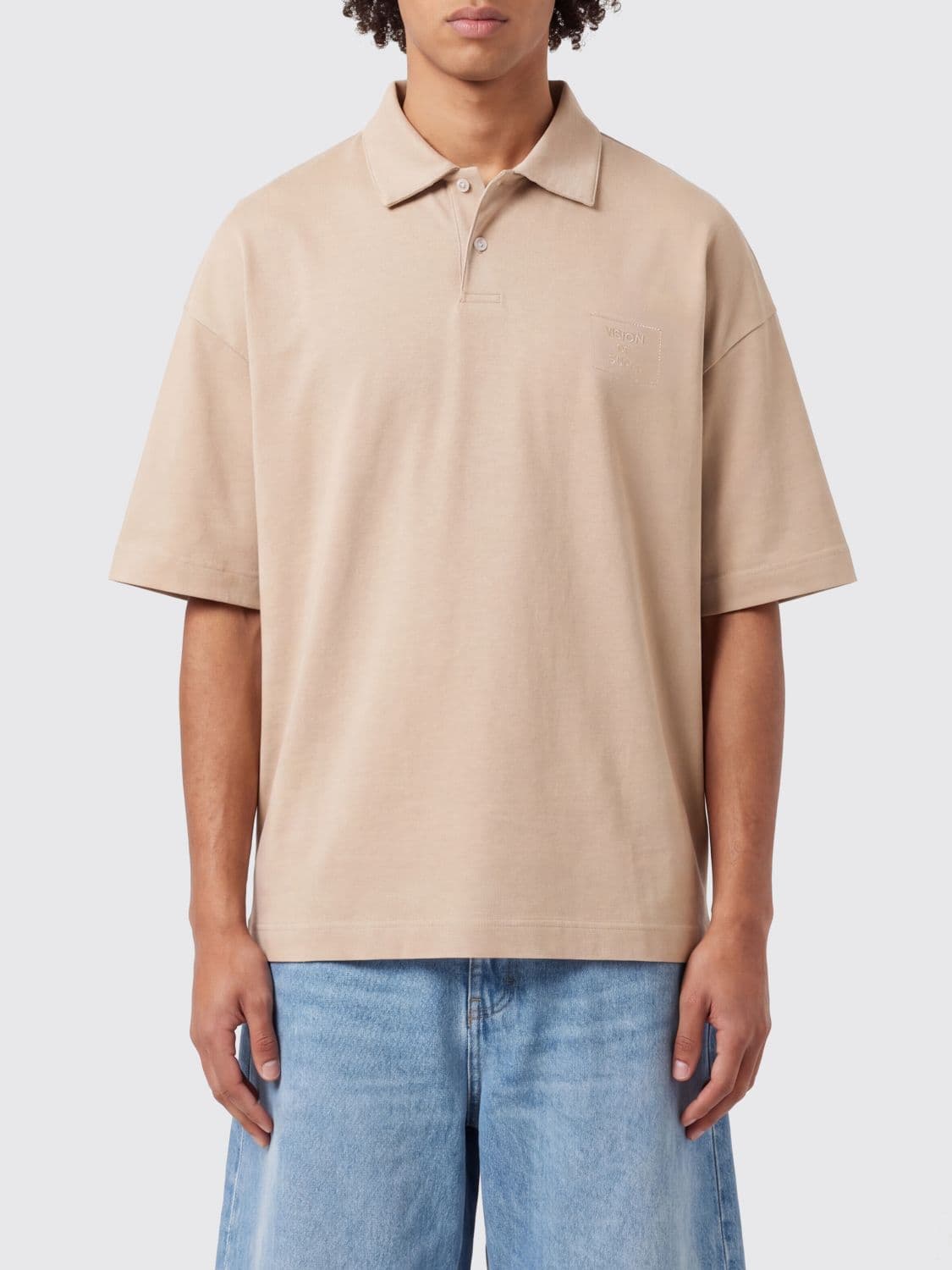Vision Of Super Short-Sleeved Cotton Polo Shirt with Two-Button Placket
