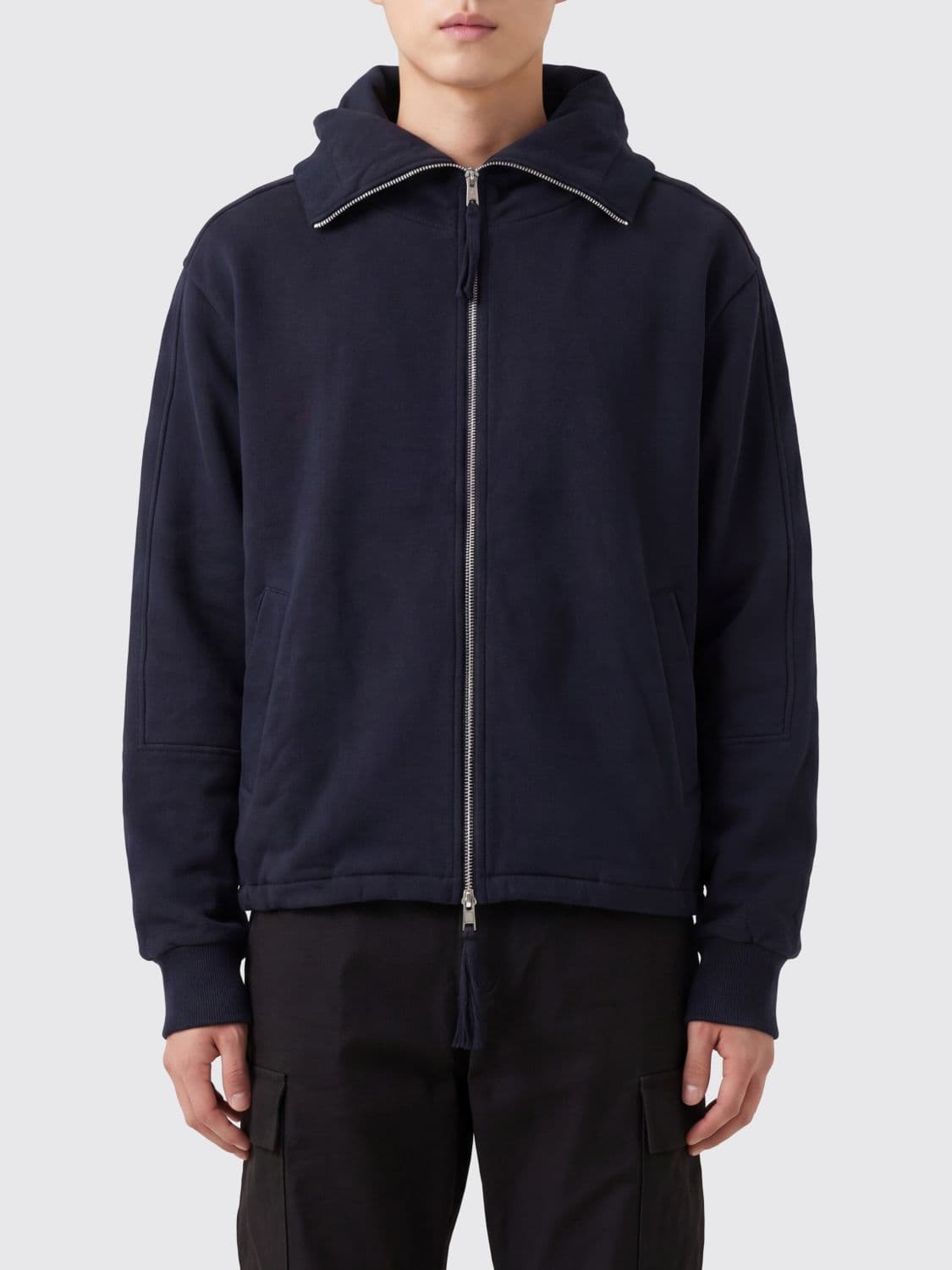 Thom Krom Zipped Cotton Sweatshirt with Sailor Collar