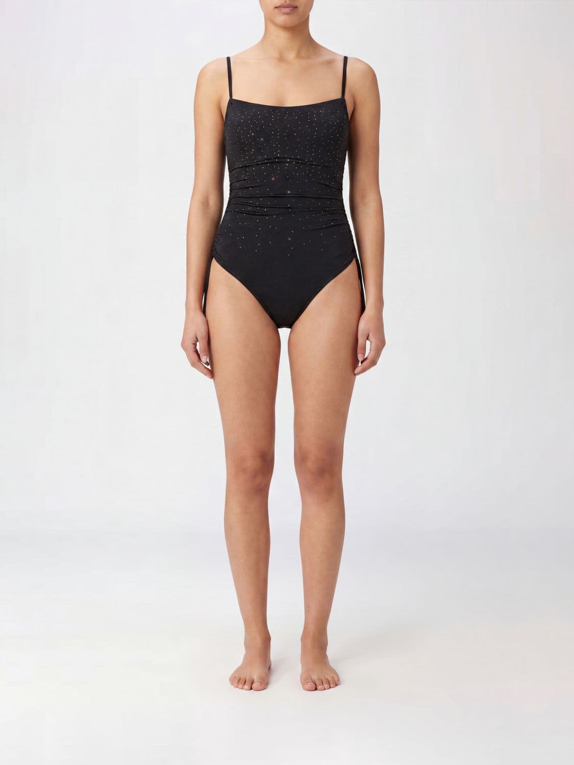 Mc2 Saint Barth Off-the-Shoulder One-Piece Swimsuit with Rhinestone Application