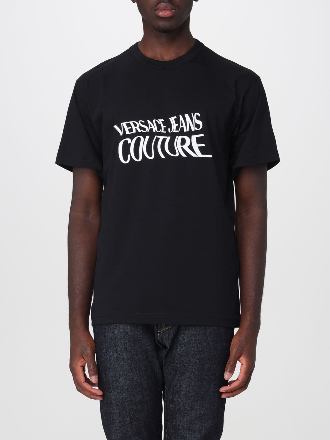 Versace Jeans Couture Cotton Crew Neck T-shirt with Contrast Logo