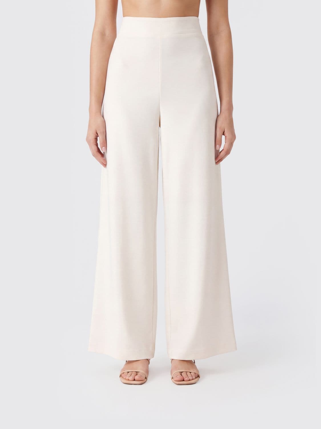 Hanita High-Waisted Wide-Leg Trousers in Polyester Crêpe