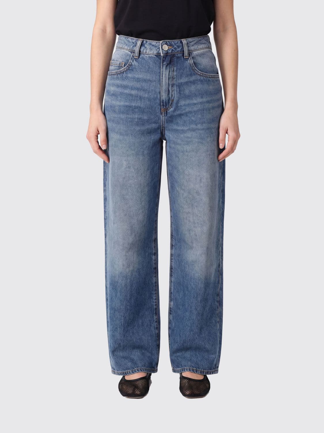Icon Denim Los Angeles High-Waisted Wide Leg Jeans in Cotton Denim