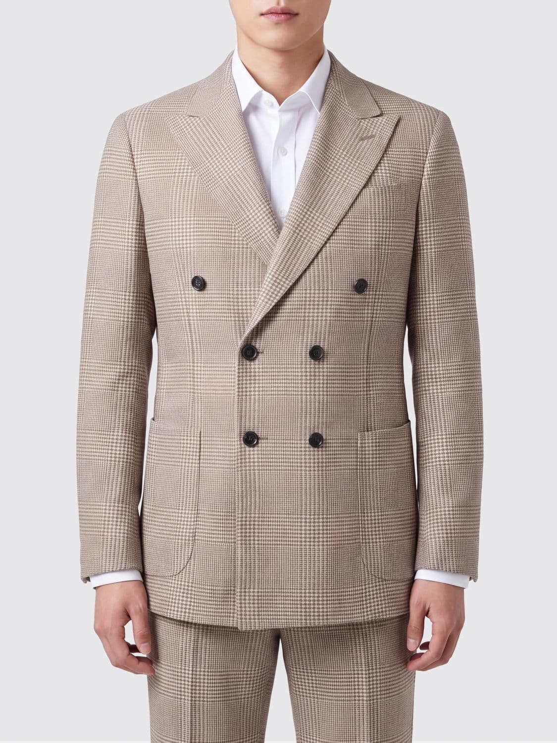 Sartorio Napoli Double-Breasted Prince of Wales Check Virgin Wool Blazer