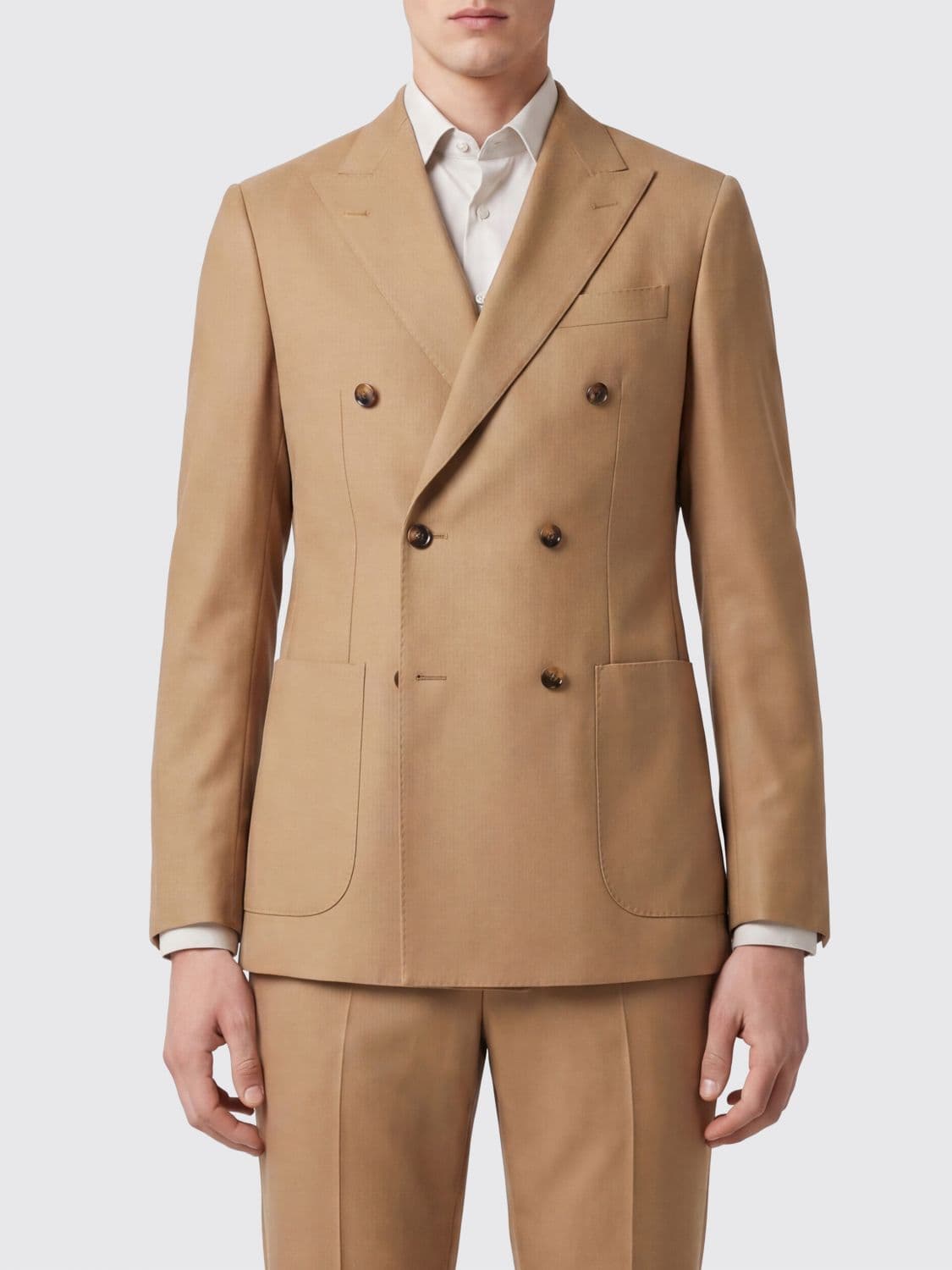 Sartorio Napoli Double-Breasted Cashmere and Silk Blazer with Peak Lapels
