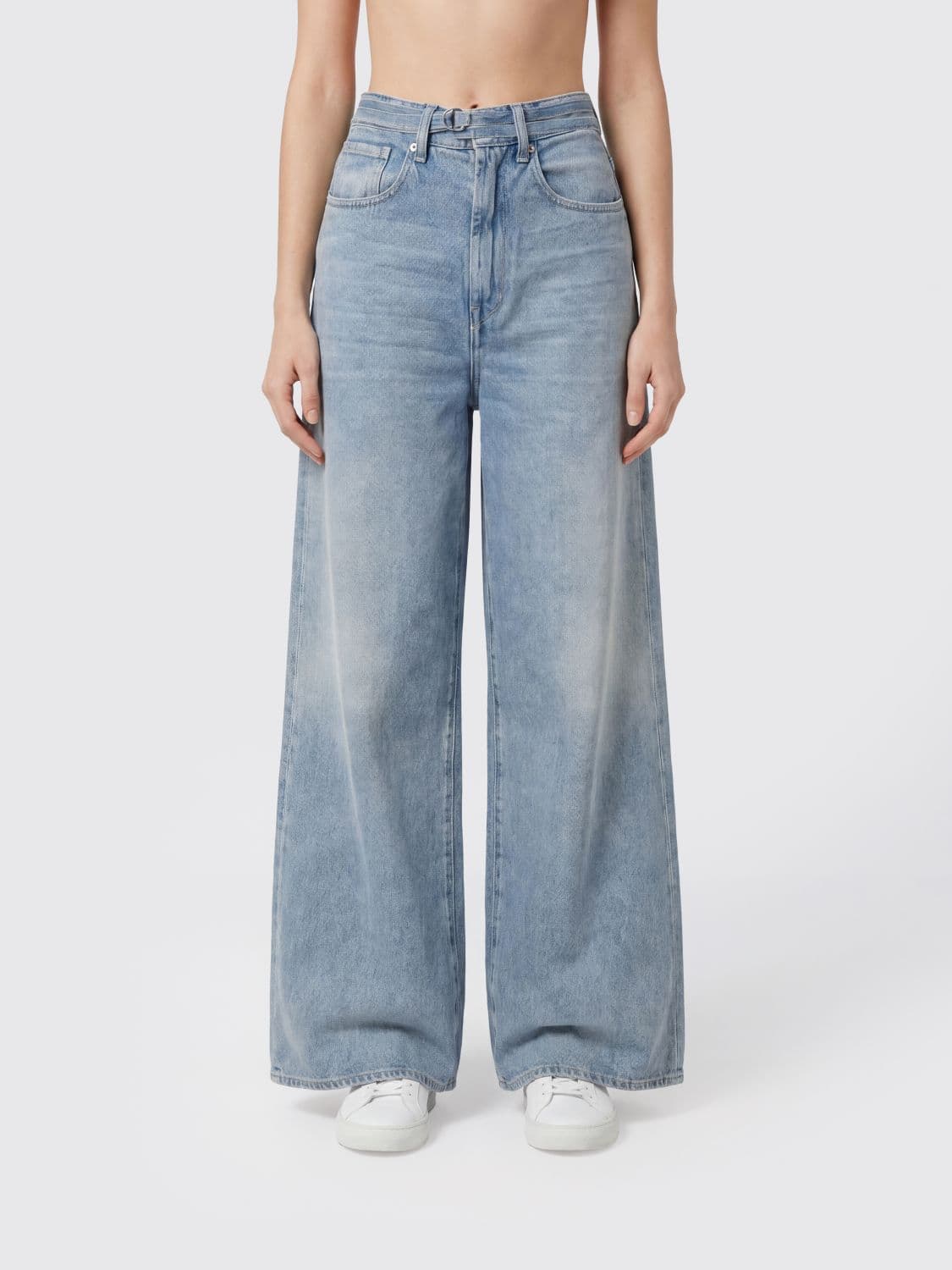 Cycle High-Waisted Flare Leg Jeans in Pure Cotton Denim