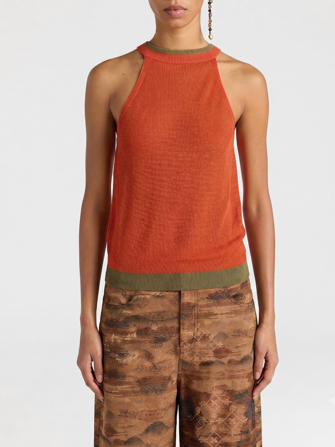 Momonì Cary Halter Neck Knit Top Momoni in Linen Blend