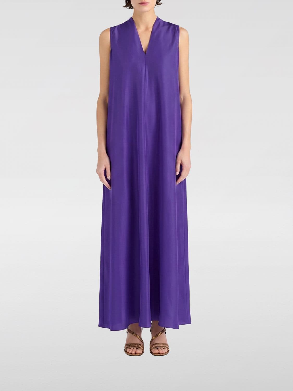 Momonì Cueva Sleeveless Long Silk Tunic with V-Neck