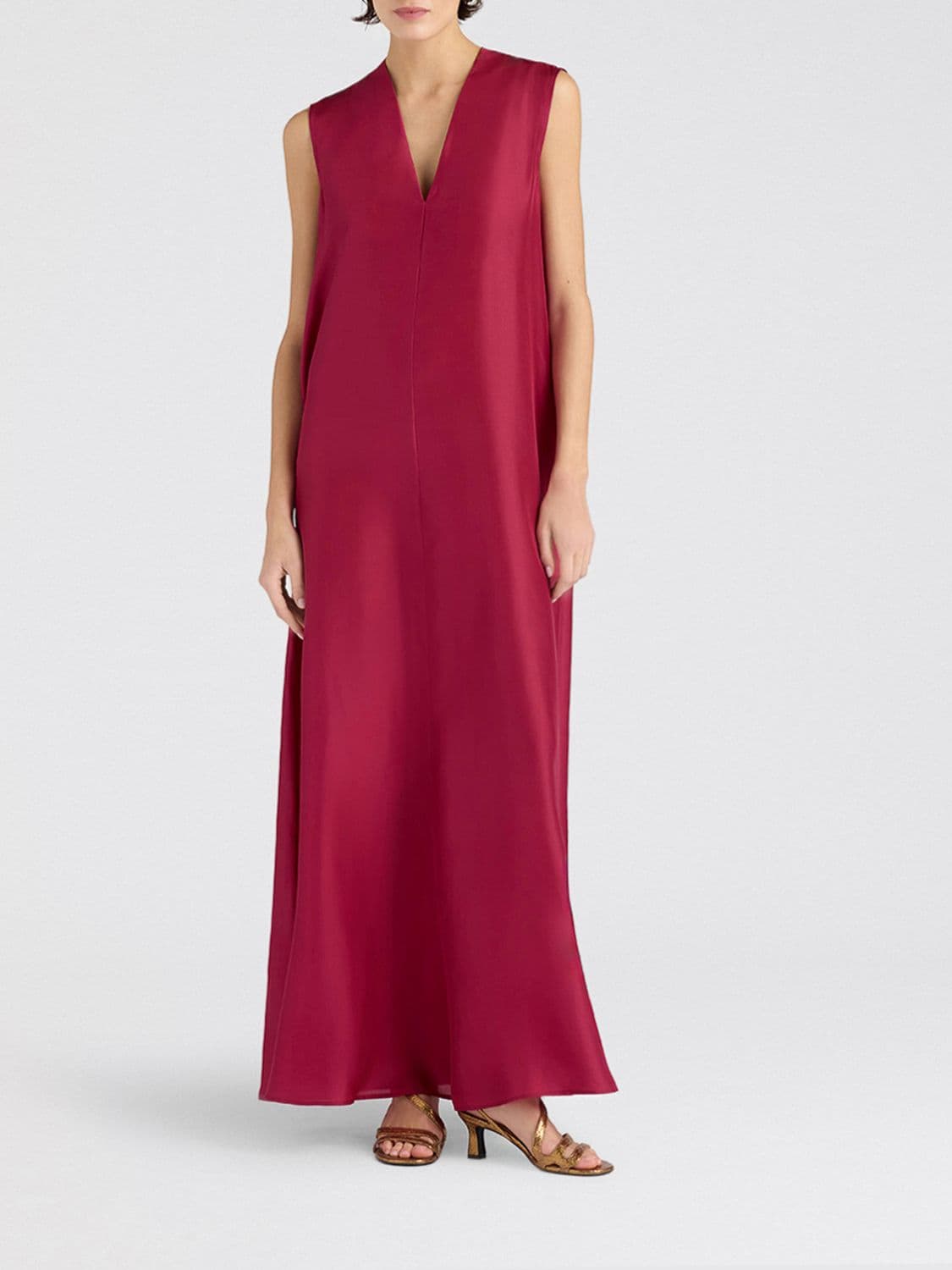 Momonì Cueva Sleeveless Long Silk Tunic with V-Neck