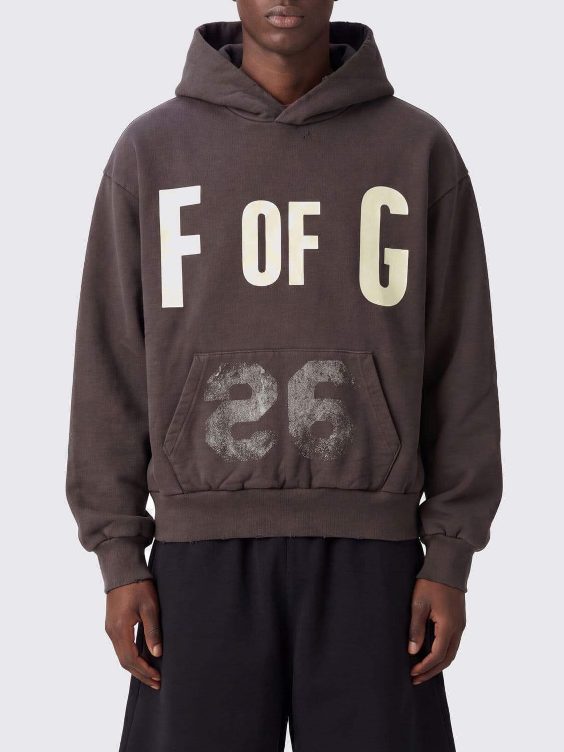 Fear Of God Cotton Hoodie with Printed Logo and Pouch Pocket