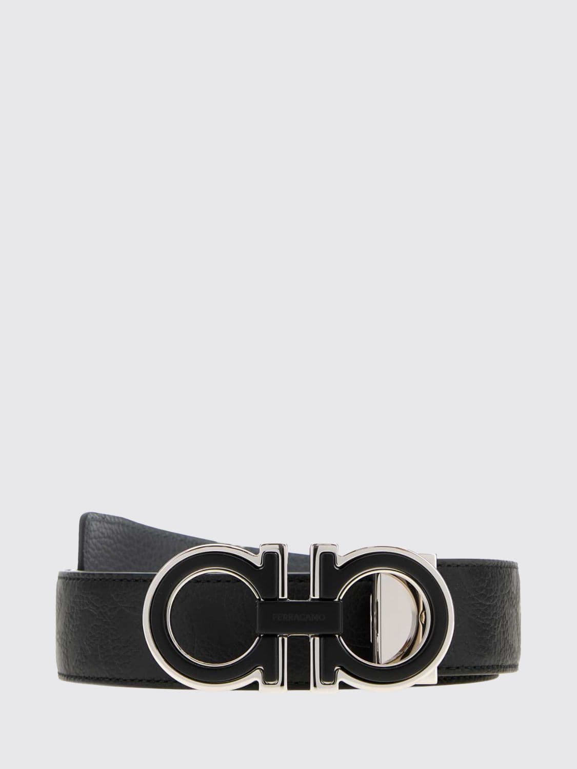 Ferragamo Reversible Gancini Belt in Calfskin with Silver Buckle · 100