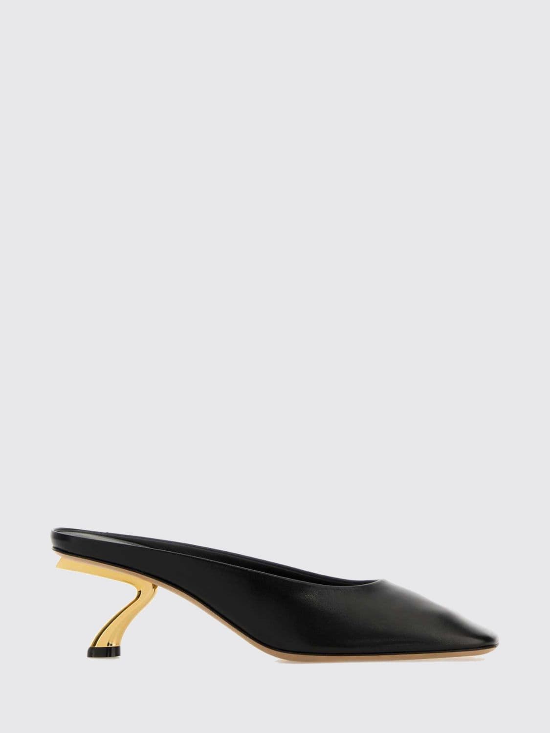 Ferragamo Smooth Leather Mules with Sculptural Mid-Heel