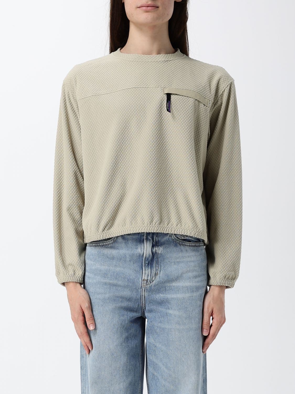 Patagonia Recycled Polyester Crewneck Sweatshirt with Zip Pocket and Elasticated Cuffs