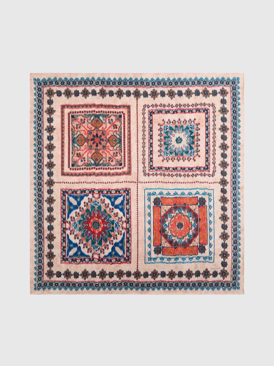 Momonì Nipponia Ethnic Print Silk Twill Square Scarf