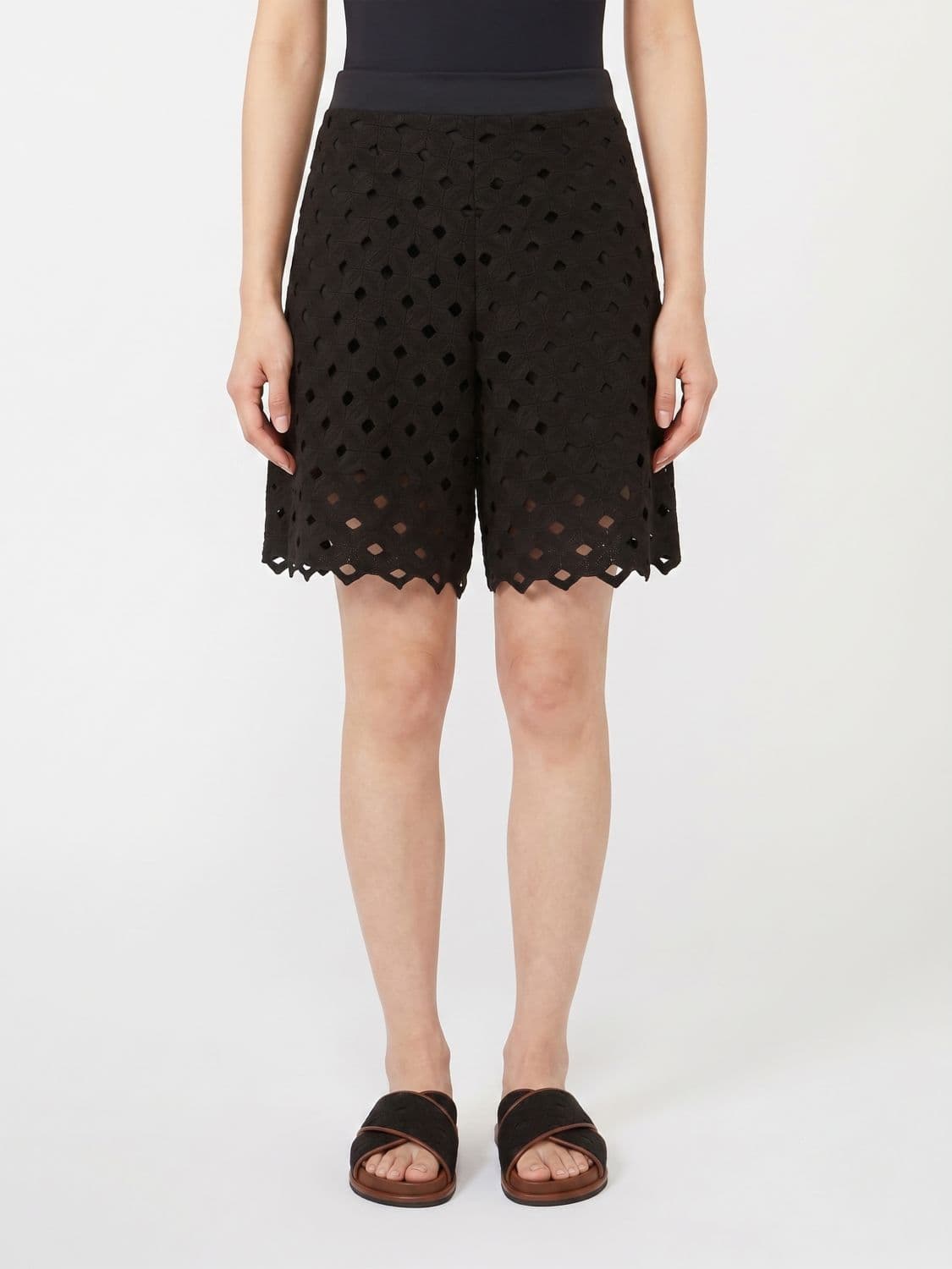 Max Mara High-Waisted Perforated Cotton-Blend Shorts