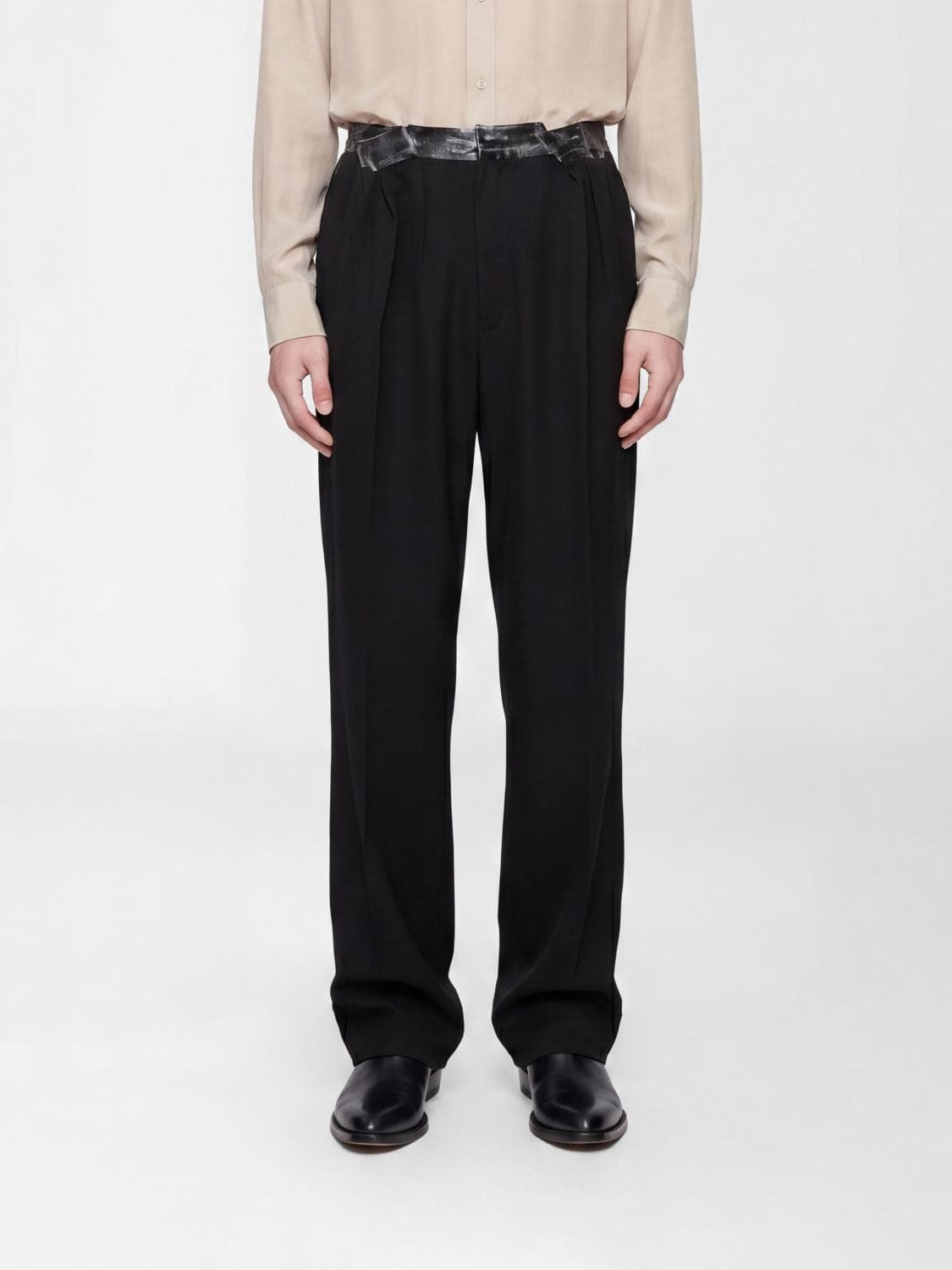 Maison Margiela Wide-Leg Virgin Wool Trousers with Belt Loops
