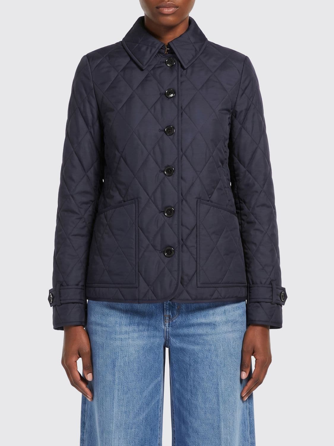 Burberry Quilted Slim Fit Short Down Jacket in Polyester with Button Closure
