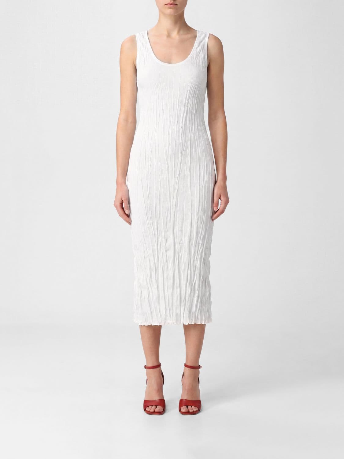 Toteme U-Neck Off-the-Shoulder Slim-Fit Midi Sheath Dress in Jersey