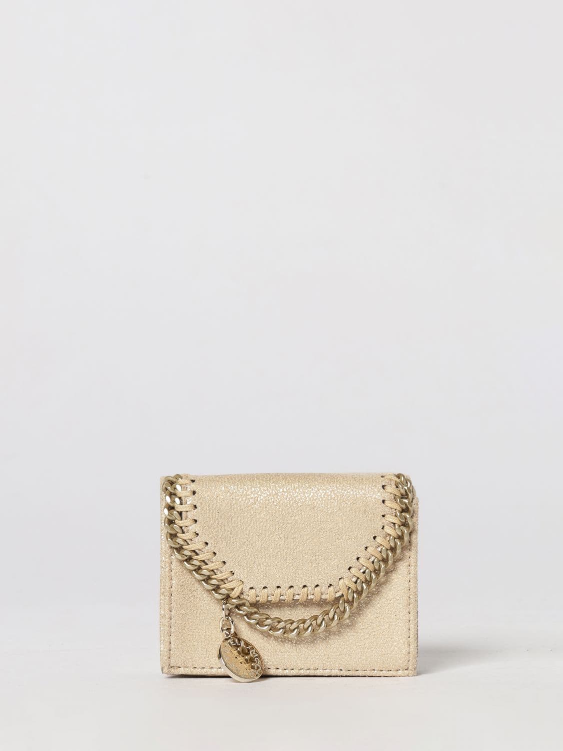 Stella Mccartney Falabella Trifold Wallet in Gold-Finish Eco Alter Mat