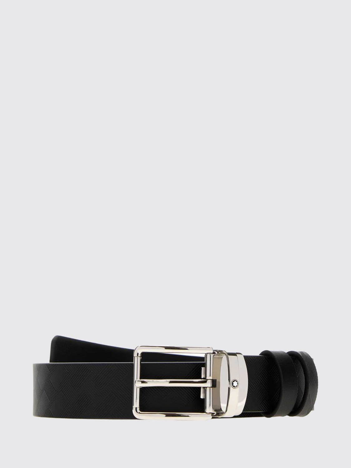 Montblanc Adjustable Leather Belt with Engraved Logo Metal Buckle