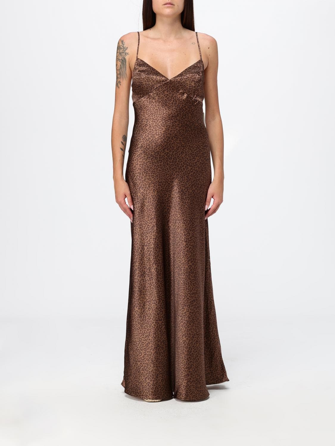 Mc2 Saint Barth Animalier Print Silk Maxi Slip Dress