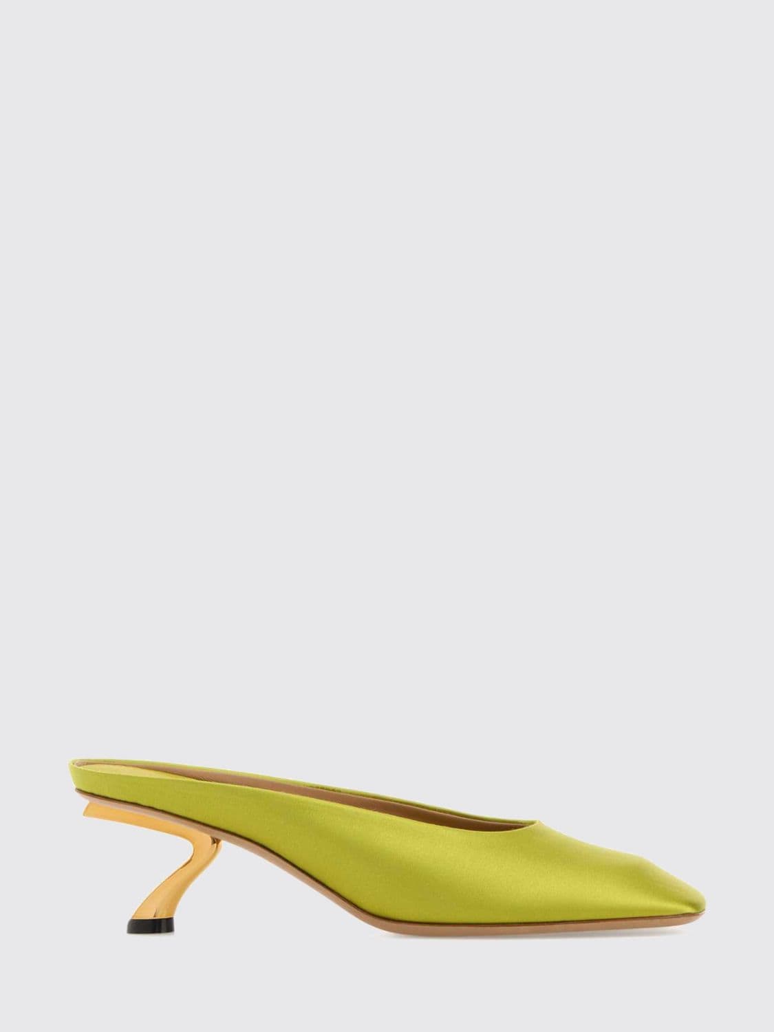 Ferragamo Safi Satin Mules with Sculptural Heel and Rounded Toe