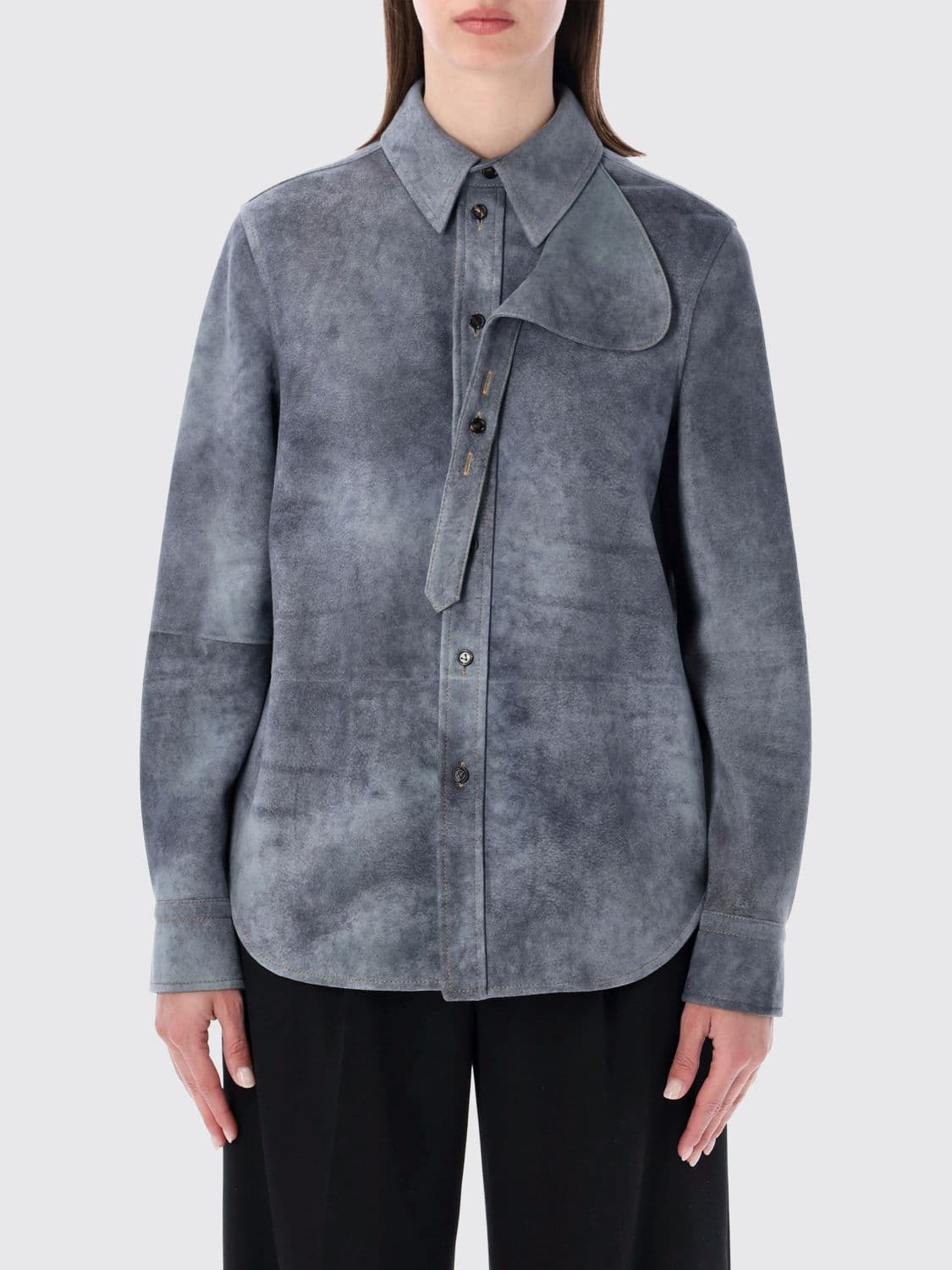 Bottega Veneta Long-Sleeved Suede Lambskin Shirt