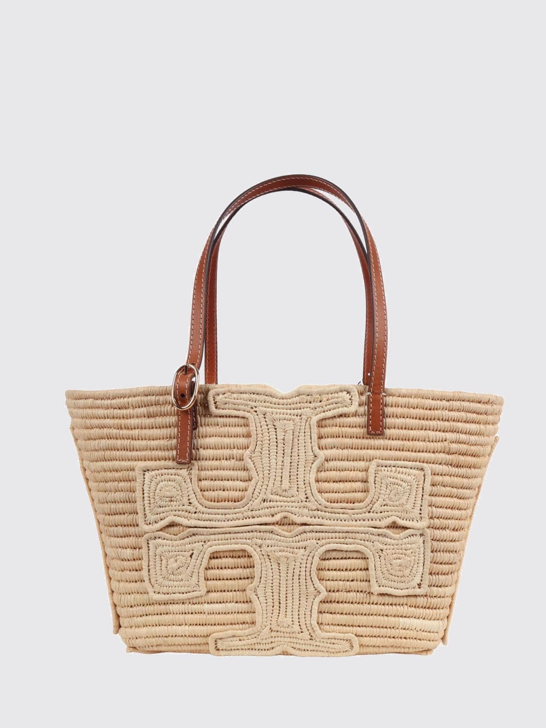 Tory Burch Ella Crochet Raffia Mini Bag with Embroidered Double T Logo · OS
