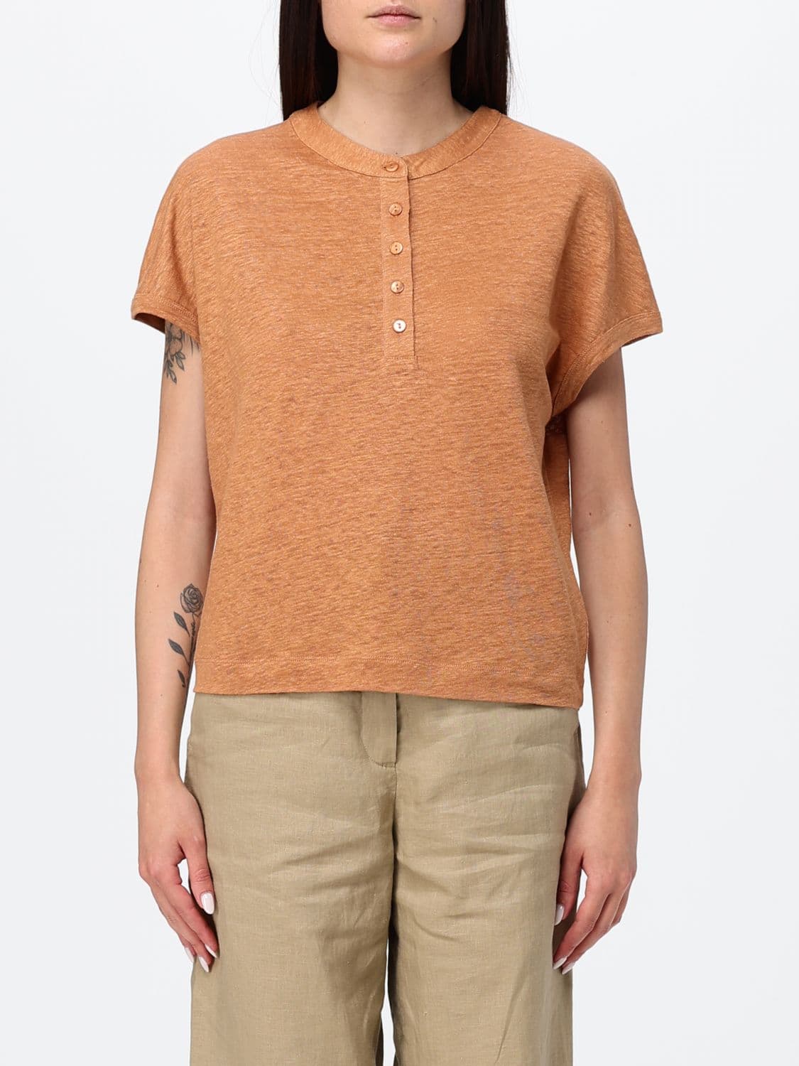 Kangra Crewneck Short-Sleeved T-Shirt in Pure Linen