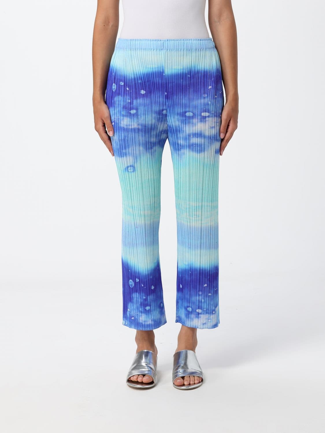 Pleats Please Issey Miyake Pleated Crêpe Cropped Flare Trousers