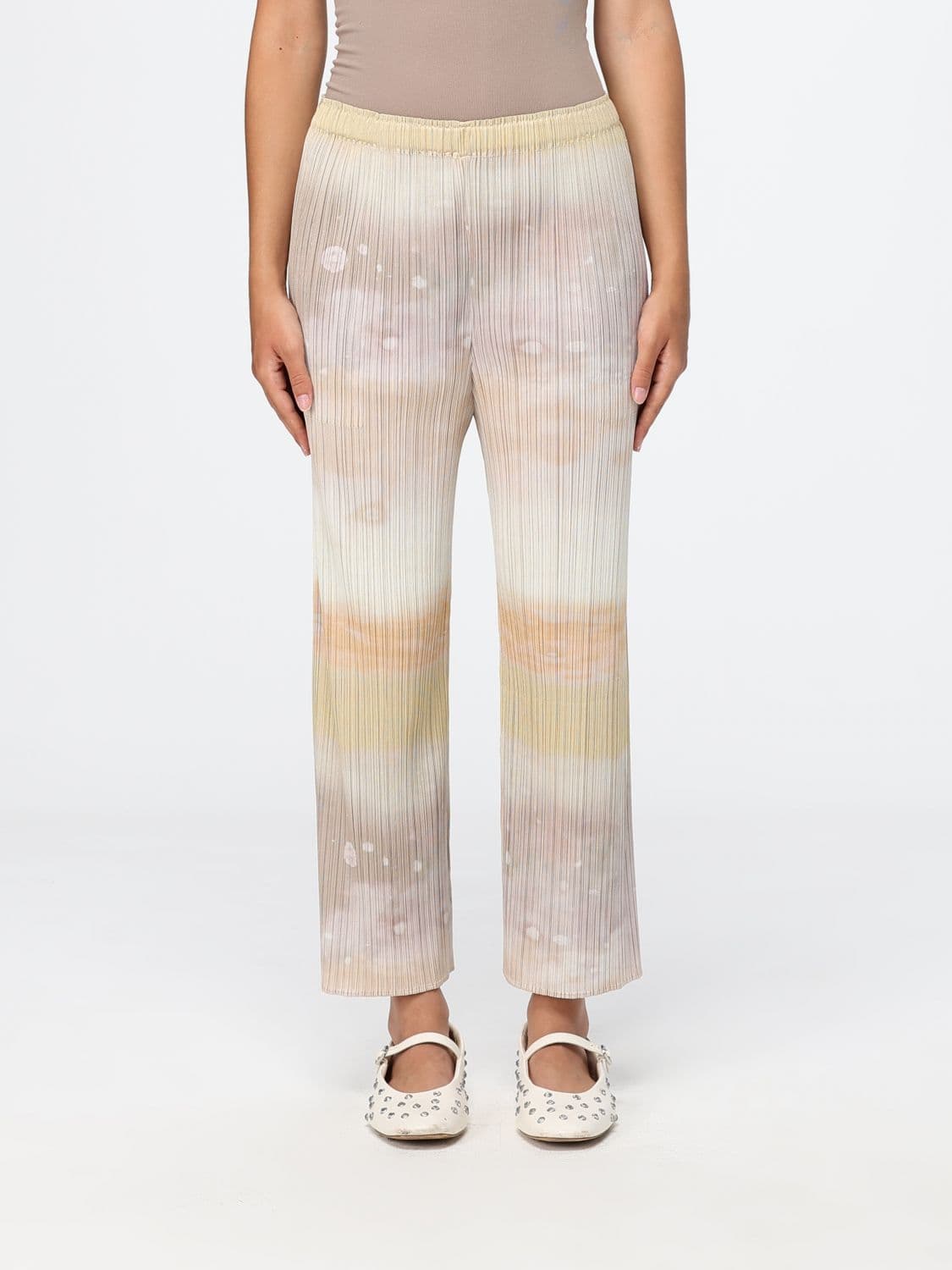 Pleats Please Issey Miyake Pleated Crêpe Cropped Flare Trousers
