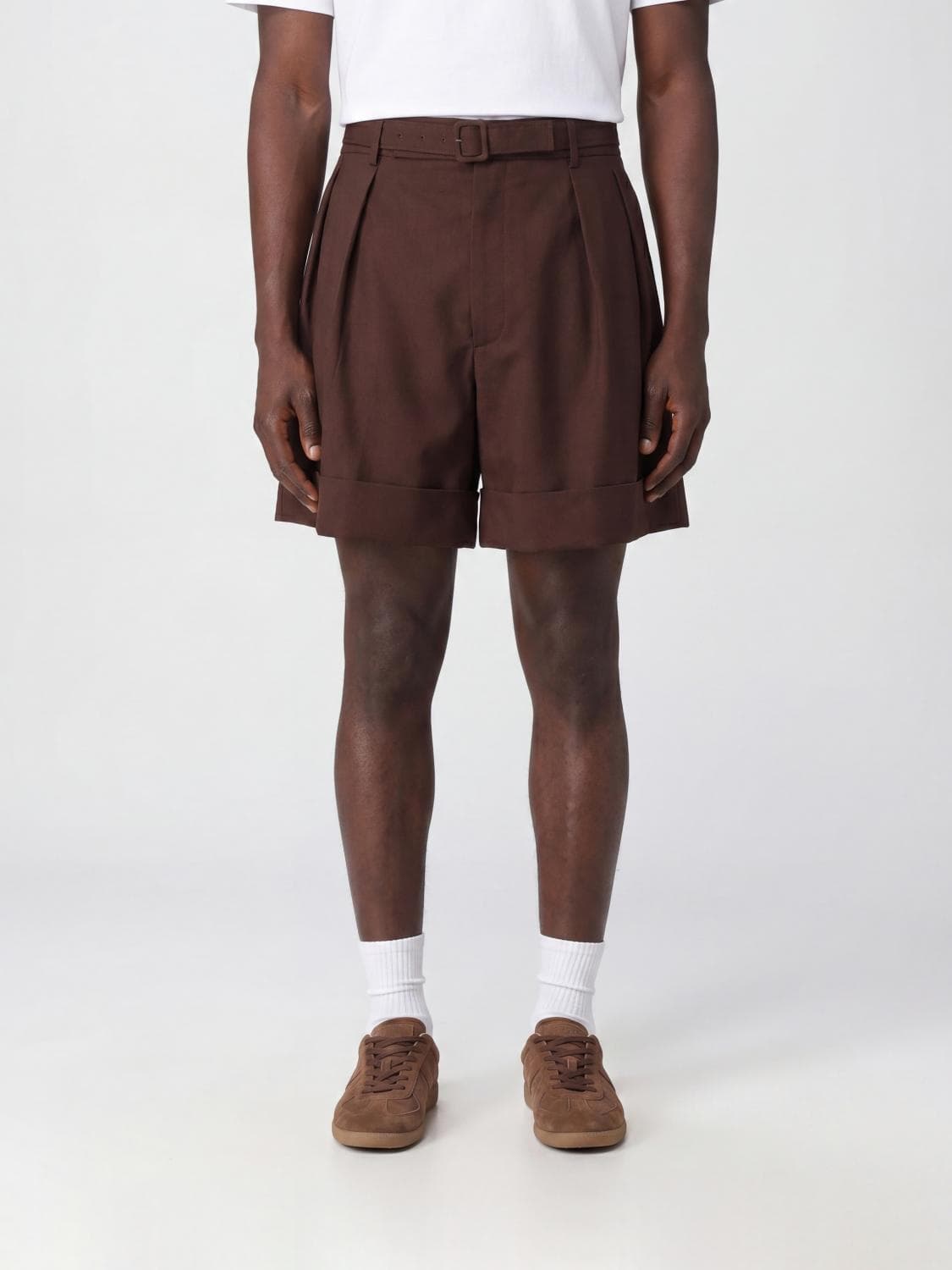 Saint Laurent Tailored Wool Shorts with Mid-Rise Waist and Cuffs