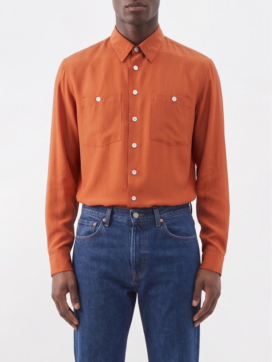 Saint Laurent Silk Casual Shirt with French Collar and Long Sleeves