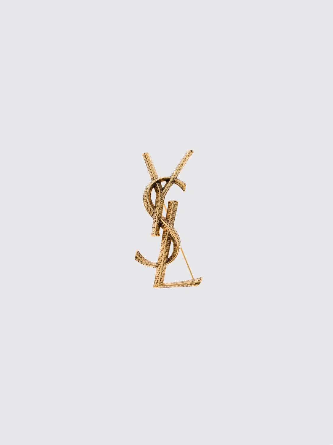 Saint Laurent Cassandre YSL Monogram Brooch in Brass