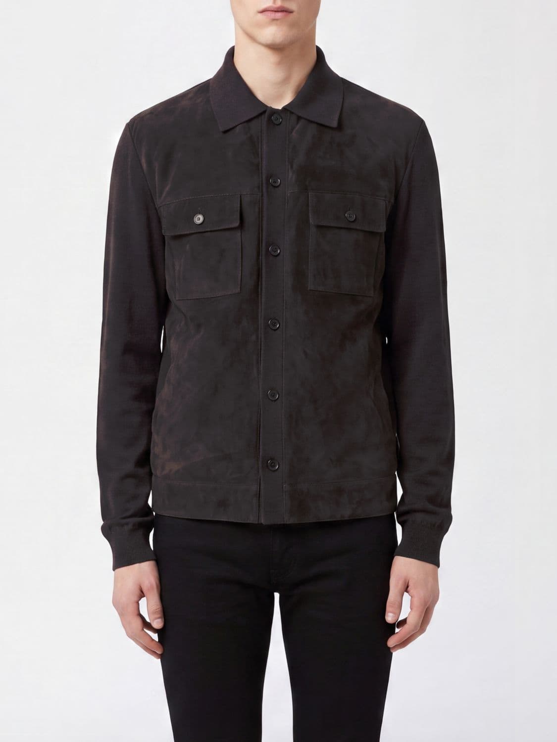 Gucci Suede Lambskin Shirt Jacket with French Collar