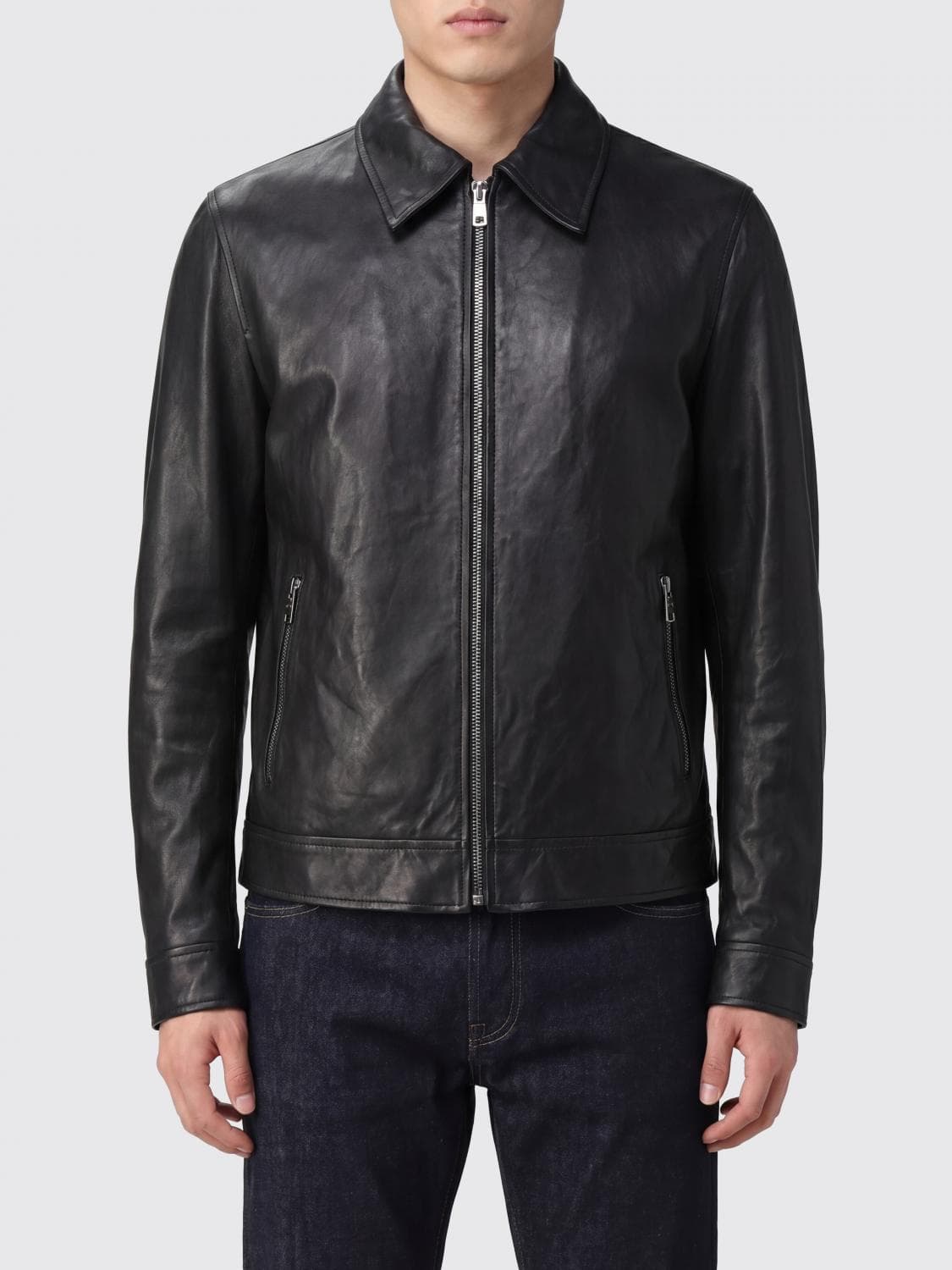 Dolce & Gabbana Black Lambskin Leather Jacket with Slim Fit · 52