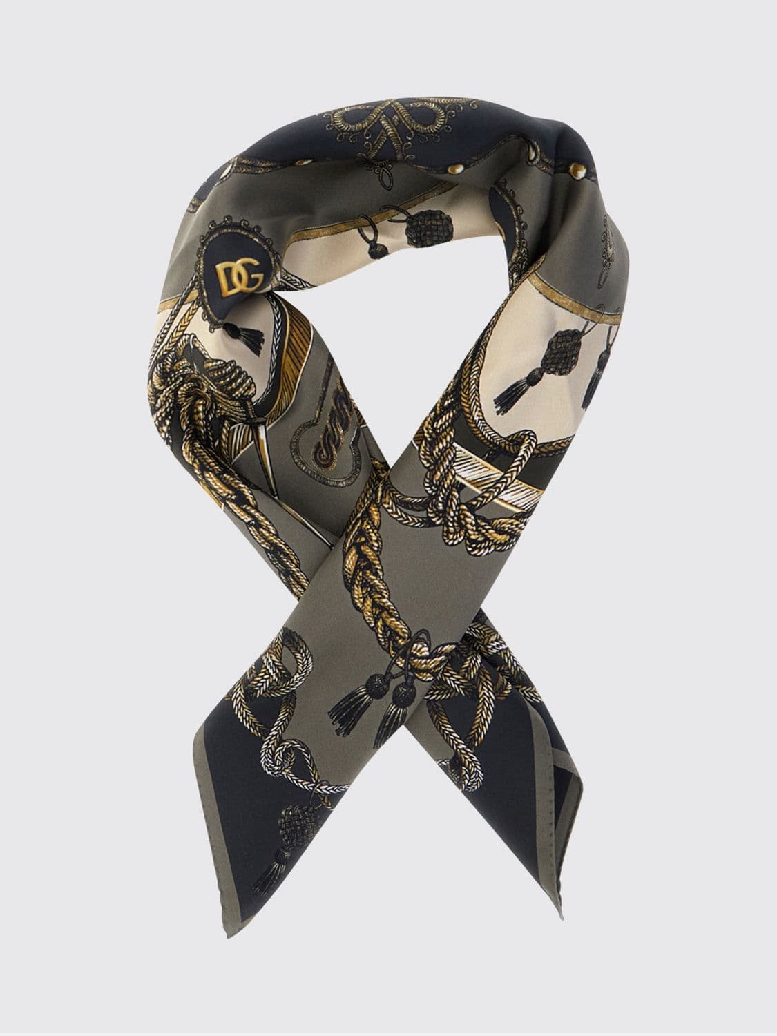 Dolce & Gabbana Graphic Print Silk Scarf with Contrast Logo · OS
