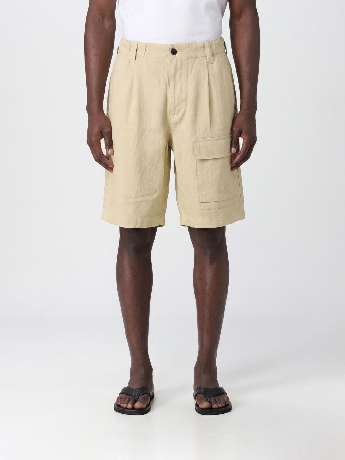 C.p. Company C. P. COMPANY Linen Cargo Shorts with Belt Loops and Multiple Pockets