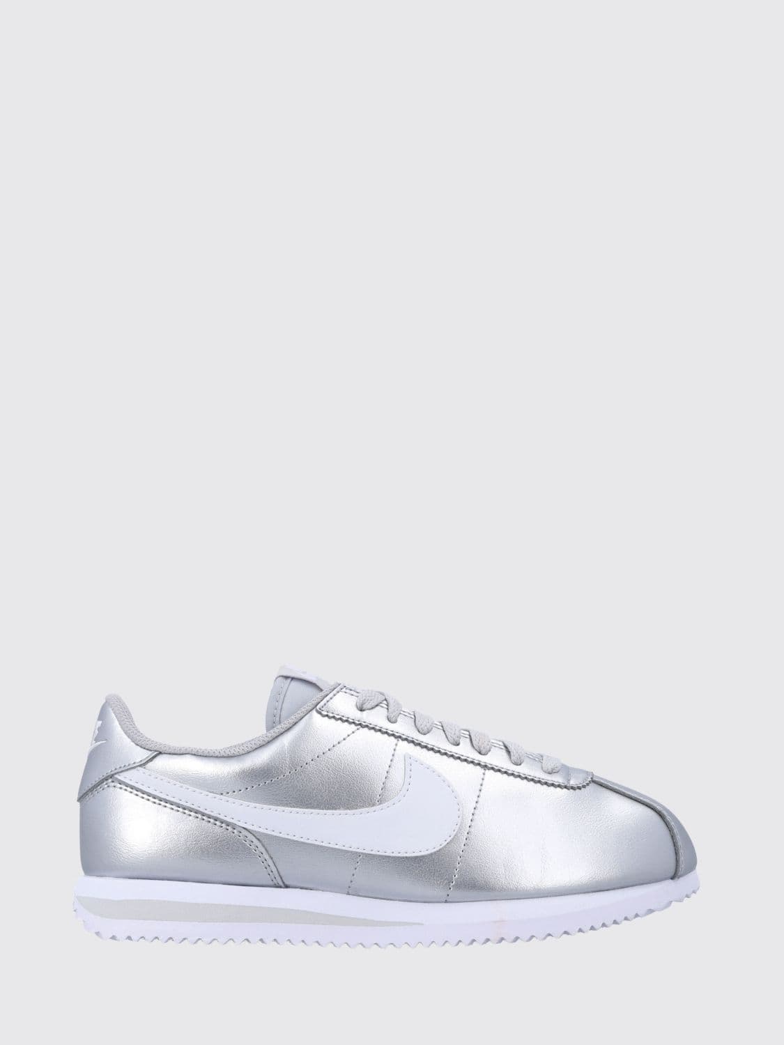 Nike Cortez Laminated Leather Trainers with Swoosh Logo and Round Toe